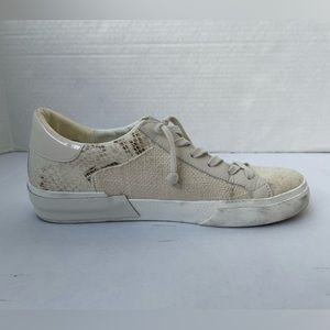 Dolce Vita Zina Sneakers Natural Linen Leather 9 Beige Fashion Snakeskin Slip On